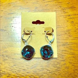 Swarovski lever back earring - indicolite